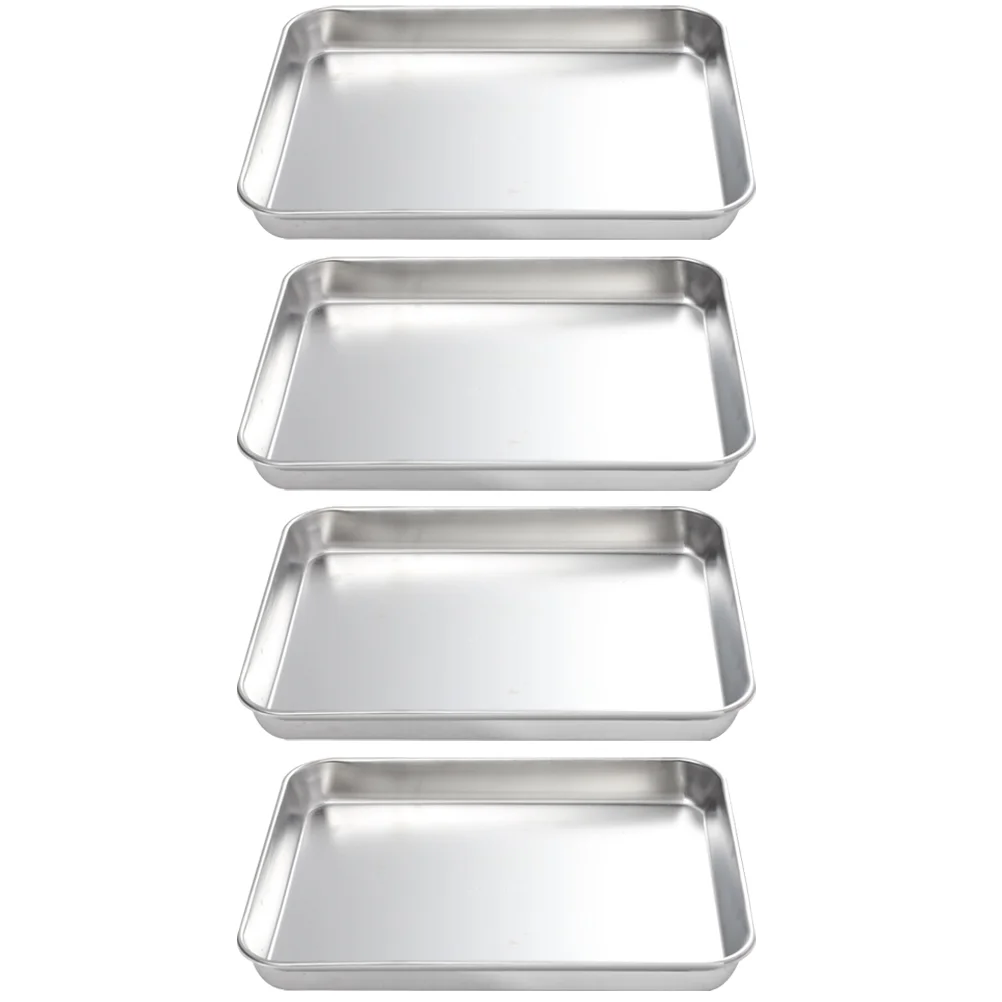

4 Pcs Half Sheet Pan Metal Steamer Basket Barbecue Plate Stainless Steel Dishes Stainless Steel Bakeware Flat Baking Dish