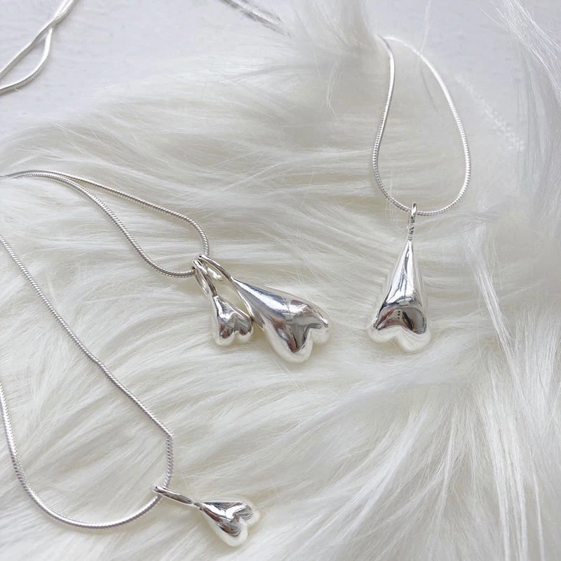 Цепочка с трехмерным сердцем ENSHIR серебряного цвета ожерелье женские модные