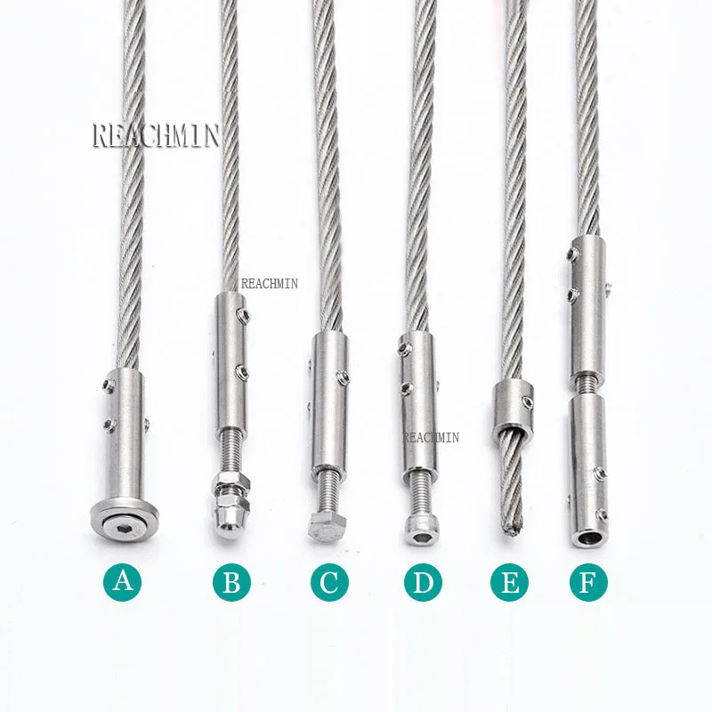 

5pcs 304 Stainless Steel Cable Railing Thread Swage Wire Rope Tensioner Receiver Terminal End Cross Clip Clamp Rigging Hardware