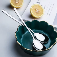 304 stainless steel silver fork spoon cutlery set silverware tableware dinnerware ice tea spoon flatware utensils for kitchen