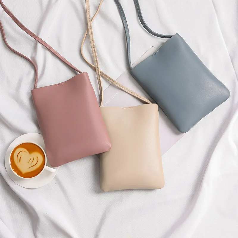 

Fashion PU Leather Mobile Phone Shoulder Bag Simple Classic Style Storage Handbags Large Capacity Luxury Designer Organize Pouch
