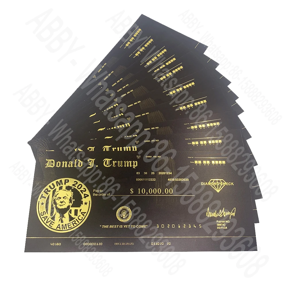 22 см * 10 см Дональд Дж. Трамп черная проверка Трампа 2024 сохранить Америку пластиковая сувенирная карточка лучший еще не пришел бриллиантовый чек