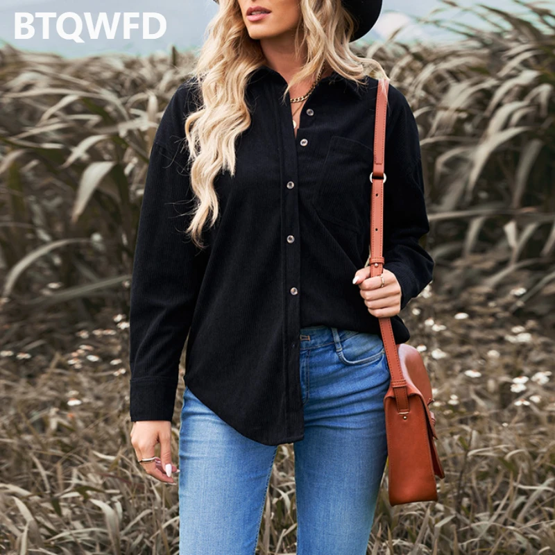 

Women Clothes T-shirt Autumn Black Long Sleeves Tee 2022 New Top For Girls Solid Color Ladies Blouse Female Fashion With Pockets