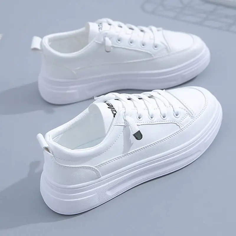 

2021 Spring Autumn Casual Shoes Women New Style Board Shoes PU White Shoes Fashion Inside Heighten Shoes Thick-soled Sneakers