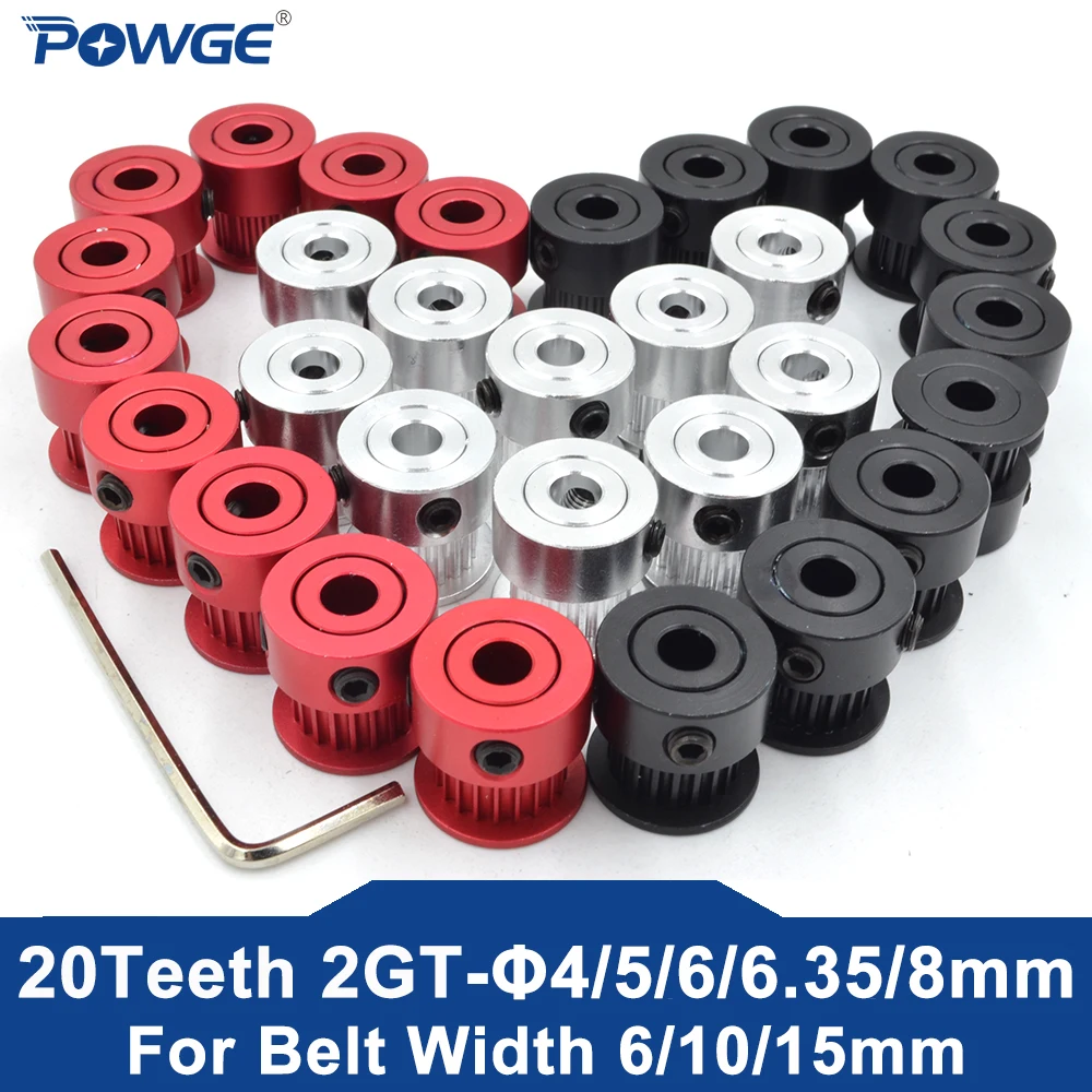 

POWGE GT 20 Зубы 2GT 2 м зубчатый шкив Диаметр 4/5/6/6,35/8 мм для 2MGT GT2 синхронного ремня ширина 6/10 мм небольшой зазор 20 Зубы 20т