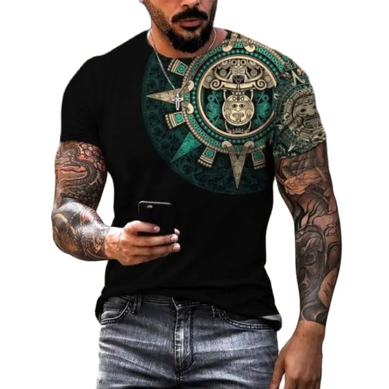

Summer New Men's 3D Totem Printing Classic Fashion T-shirt, Personalized Casual Hip Hop O-Neck Street Large Clothing ShortSleeve