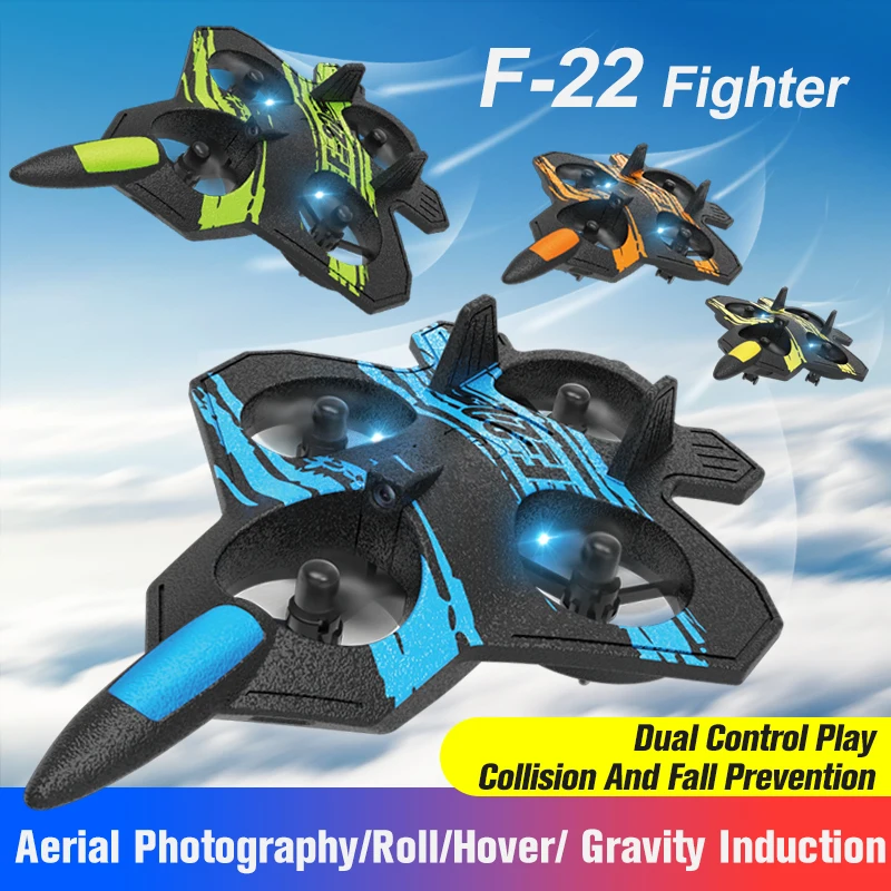 

F22 Foam RC Plane with Camera 4K 360° Stunt Remote Control Aircraft Fighter Helicopter Airplane Toys for Boys Children