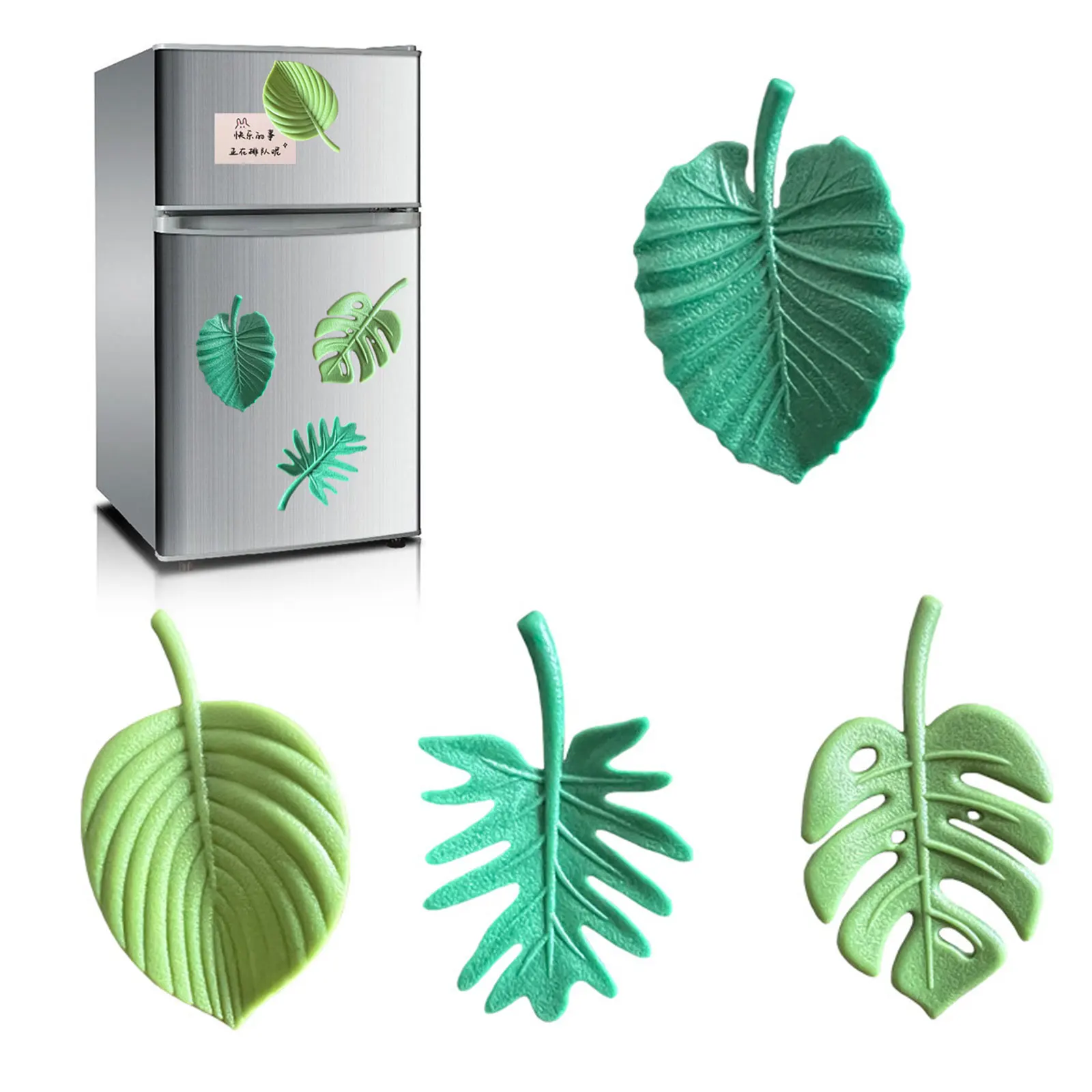 

4Pcs/Pack Creative Green Turtle Leaf Fridge Magnet for Kitchen Message Board Refrigerator Magnet Sticker Gift Home Decoration