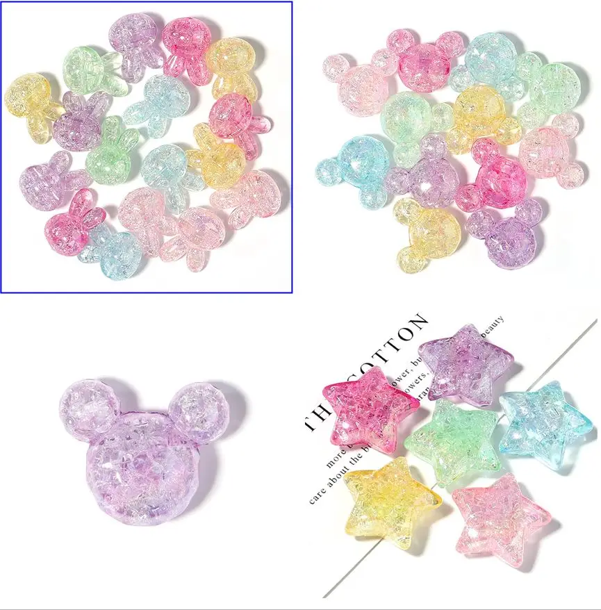 

10pcs/Lot Rabbit Mickey Start Transparent Shape Acrylic Crack For DIY Bractlet Jewelry Making Accessories Wholesale