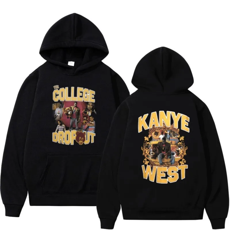 

Kanye West Hoodie College Dropout Music Album Sweatshirts Men Women 90s Vintage Hip Hop Pullover Winter Long Sleeve Hoodies Tops