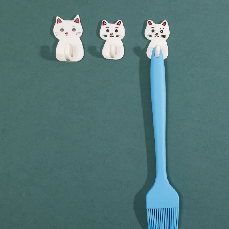 3PCS Creative Cartoon Cat Door Hooks Durable For Kitchen Spoon Sundries Hanger Bathroon Towel Hook Self Adhesive Wall Decor Hook images - 6