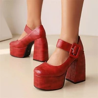 spring and summer women thick bottom sweet cool mary jane shoes square toe platform thick heel high heels