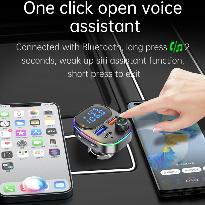 Автомобильный MP3-плеер Bluetooth 5 0 FM-передатчик QC/PD3.0 20 Вт USB C Быстрое зарядное