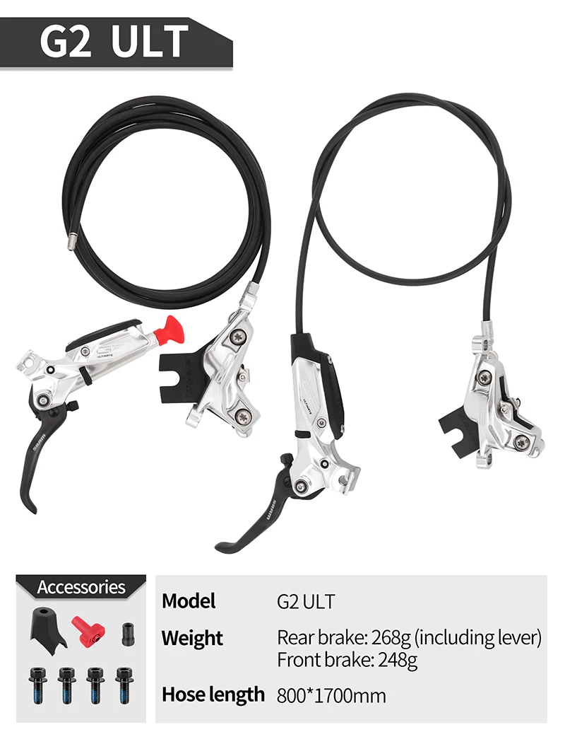 SRAM G2 Ultimate Дисковый тормоз и рычаг — передний, гидравлический, крепление на стойку, угольный рычаг, титановая фурнитура, серебристый (art.: 3920d38fc4f4e) - 3920d38fc4f4e