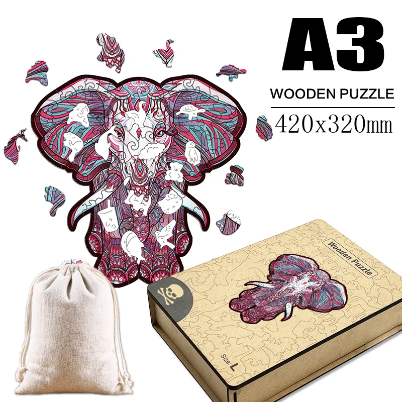 

Деревянный пазл со слоном для взрослых, обучающие игрушки для детей, подарок