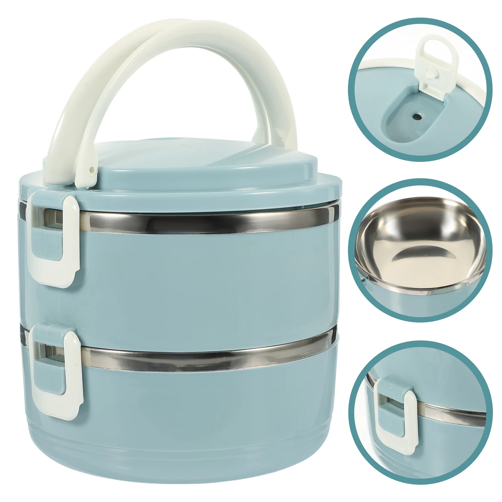 

Box Bento Lunch Tiffin Stackable Work Metal Leakproof Picnic Camping Stacking Portable Layer Double Steel Stainless Thermal