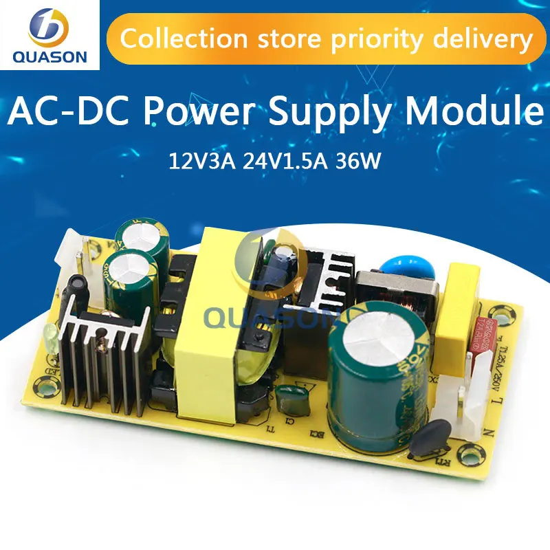 

AC-DC 12V3A 24V1.5A 36W Switching Power Supply Module Bare Circuit 220V to 12V 24V Board for Replace/Repair
