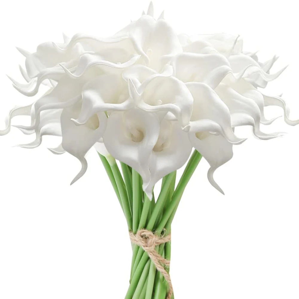 White Mini Pu Calla Lily Artificial Flower For Wedding Bouquet Party Decorations Baby Shower Centerpieces Bridal Bouquet Decor