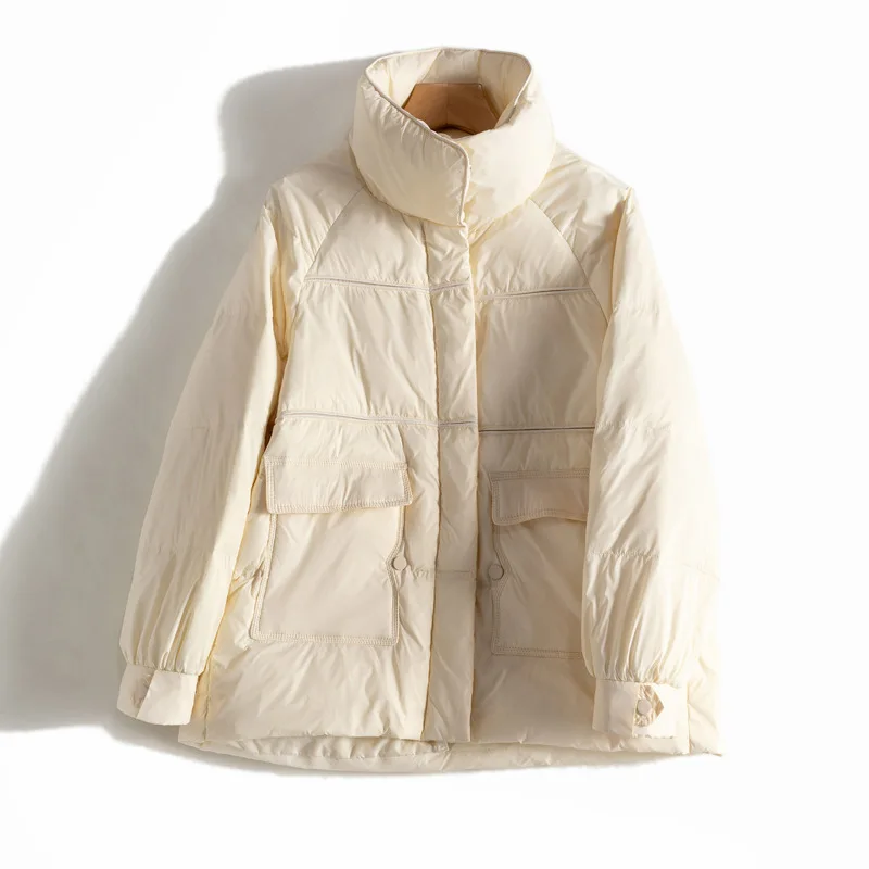 Winter Women Loose Thickened Down Jacket Light White Duck Down Light Coat Fashion Outwear