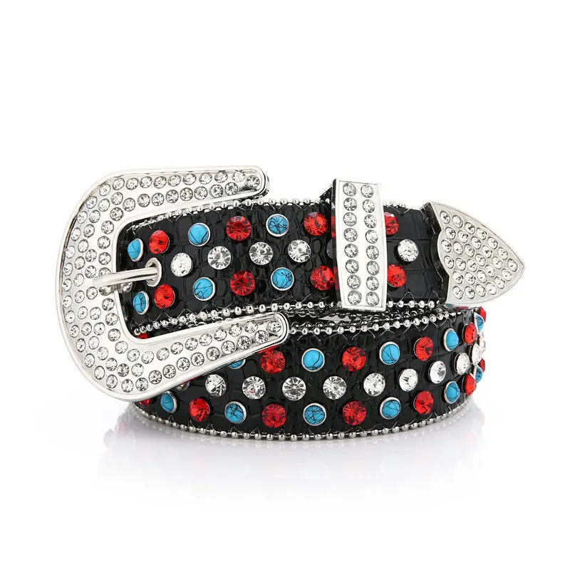 

CON Cowgirl Cowboy Bling Rhinestone Belt Explosive Versatile Luxury Hip Hop Belt Punk Style