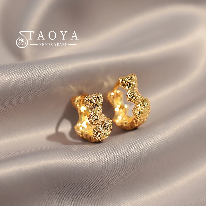 

Minimal Metal Style Simple Irregular Round Gold Colour Earrings 2023 New Jewelry For Women's Temperament Accessories Earrings