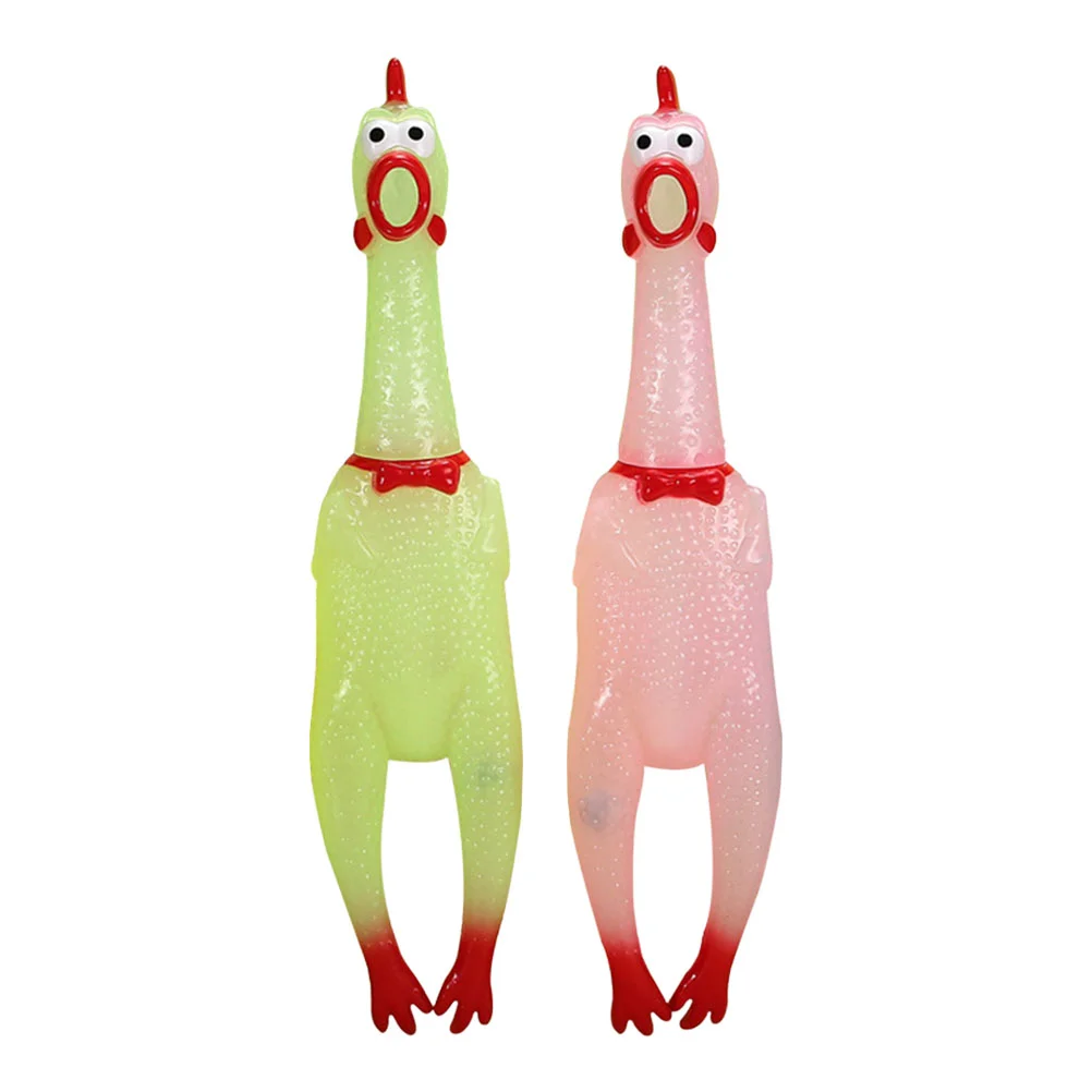 

2pcs Funny Glowing Squeeze Chicken Screeching Chicken Party Prank Toys Kids Playthings
