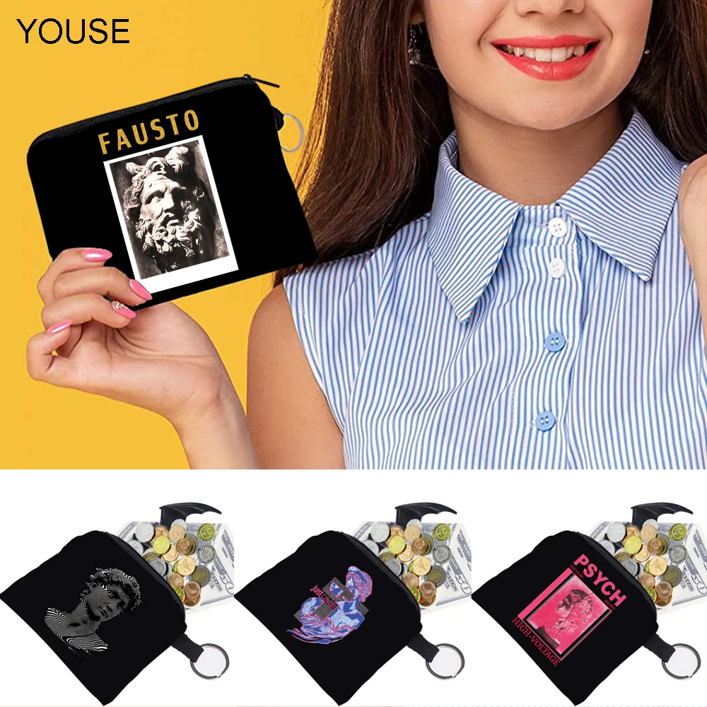 

Frauen Leinwand Geldbörse Karte Schlüssel Geldbörse Beutel Kinder Skulptur Muster Kleine Organizer Tasche Geldbörse Karte Halter