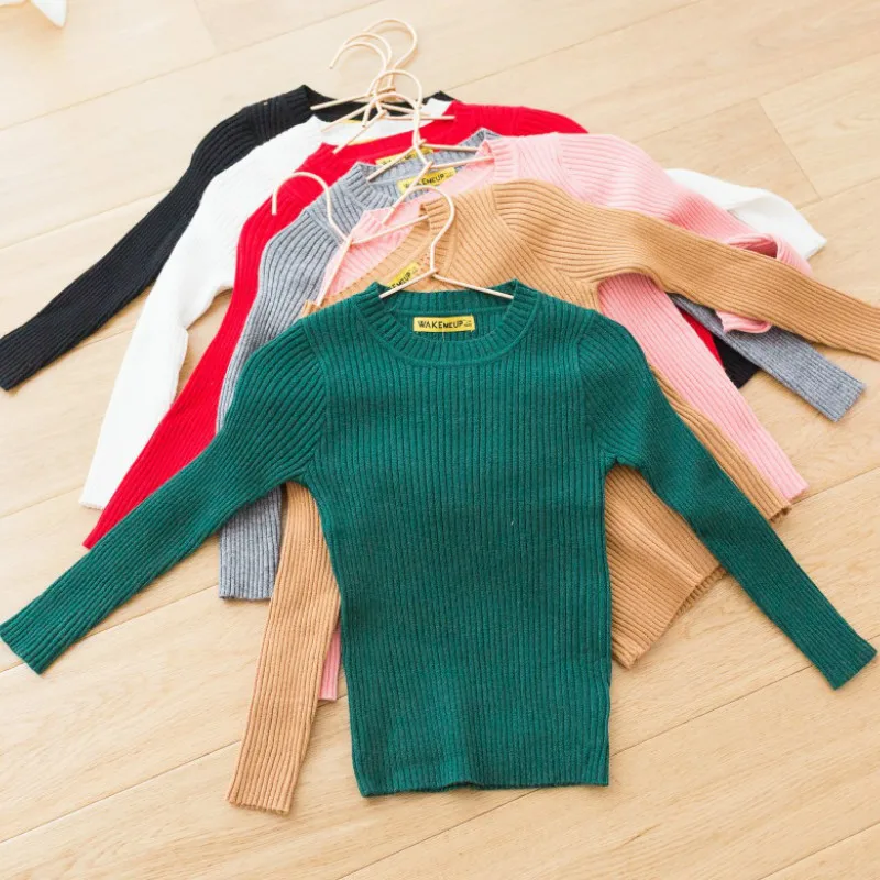 

O Neck Kids Children Clothes Girls Fitted Ribbed Sweater Baby for Winter Autumn Soft Full Sleeve Toddler Fashion Boys Sweaters