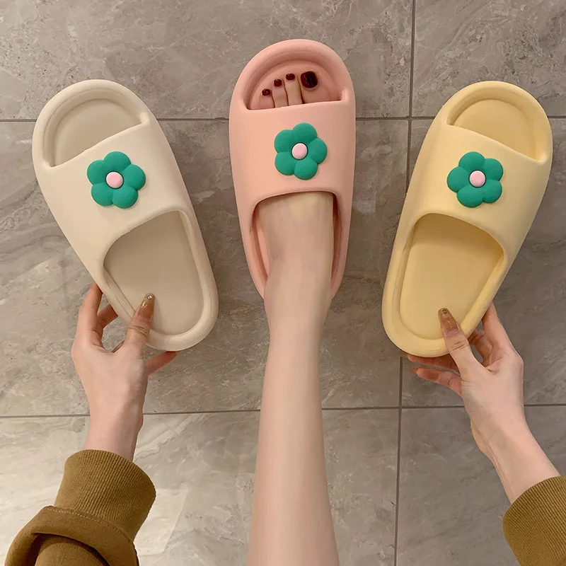 Summer Slippers 2023  Floral Home Bathroom Slippers Women's Summer Girl Atmosphere Beach EVA Comfort And Anti Slip Sandals