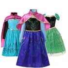 Детское Платье Принцессы Disney, карнавальный костюм Анны для детей, праздничное вечернее платье Снежной королевы с замороженными мотивами, одежда для девочек на день рождения