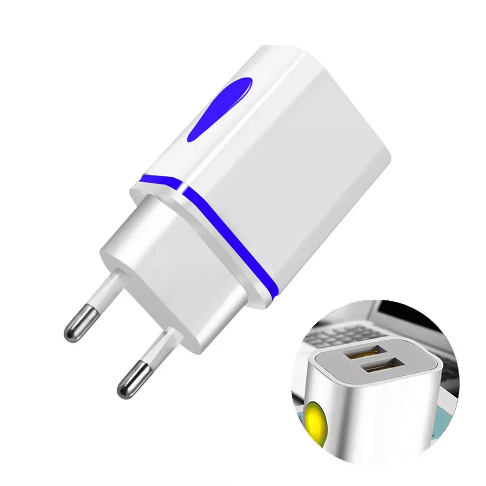 

USB Charger Wall Chargers 5V 2.1A Adapter Charing For iPhone XR XS Max X 10 EU/US Plug LED Dual USB Phone Charger For Huawei P20