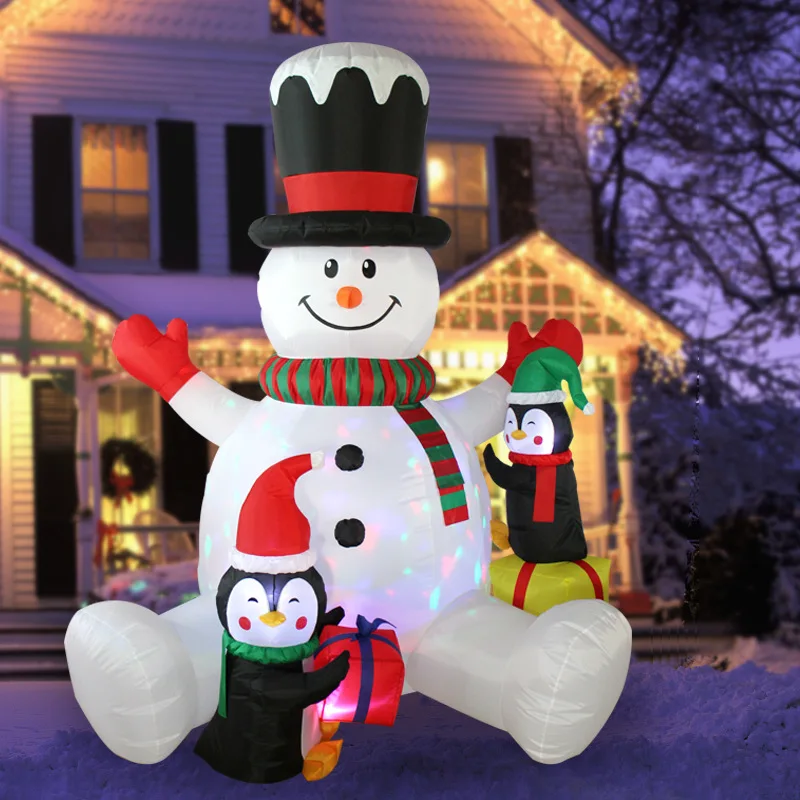 

Giant Inflatable Snowman Penguin with Kaleidoscope LED Light Christmas Decoration for Navidad Noel 2023 New Year Party Ornaments