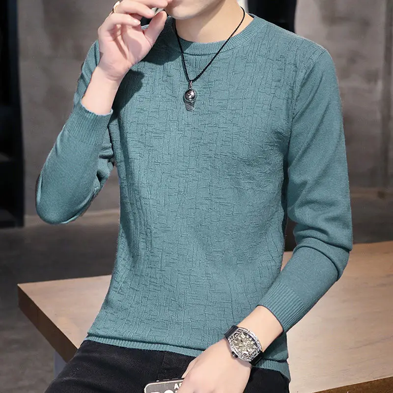 

2022 New Men's Autumn Sweaters Pullover Male Slim Fit O-Neck Solid Color Knitted Sweater Tops M-4XL Male Clothing Homme E411
