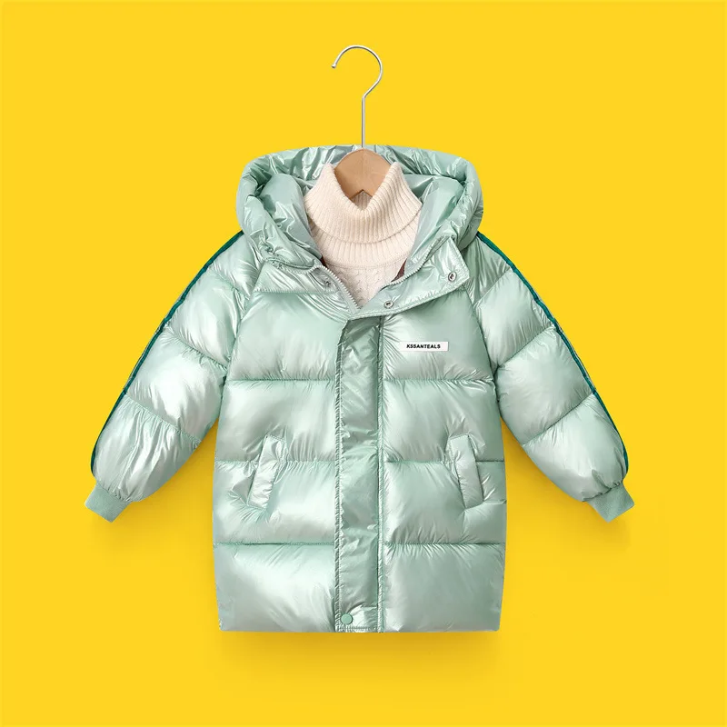 2024 зимняя осенняя куртка для девочек полосатая длинная стильная плотная теплая с