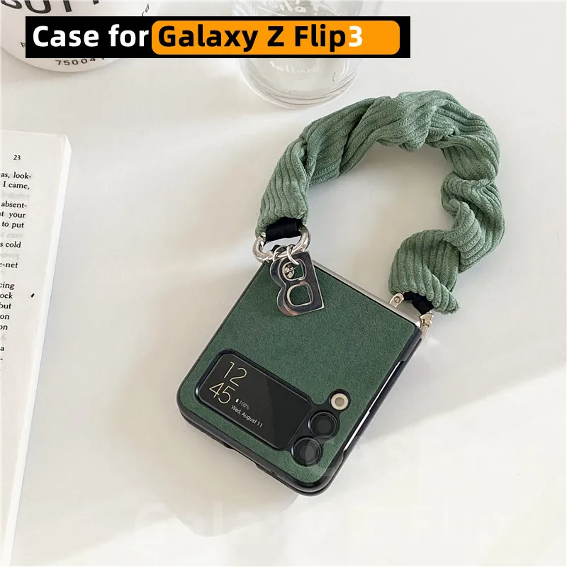 

case for Samsung Galaxy Z Flip3 with Strap,case for girls,Black and Green