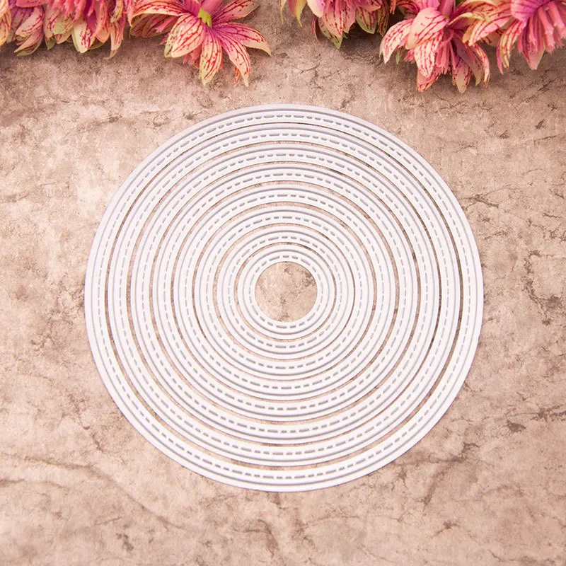 

8 PCS circular Cutting Dies Stencil Metal Template Moulds, Embossing Tool for Card Making Scrapbooking DIY Album Decoration