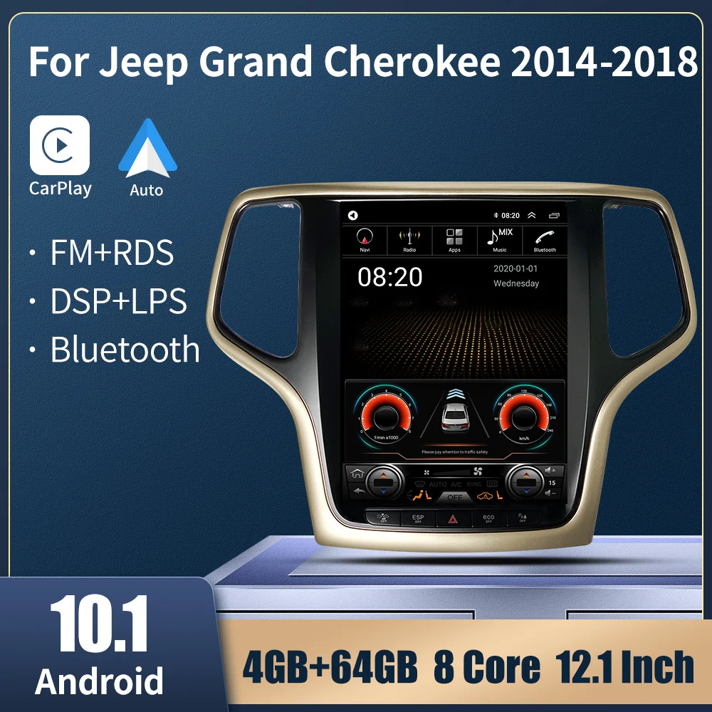 Car Radio For Jeep Grand Cherokee 2014 2015 2016 2017 2018 Tesla Style Vertical Screen Multimedia Player GPS Navigation Carplay