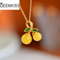 qeenkiss nc5275 fine jewelry wholesale fashion hot woman girl bride mother birthday wedding gift cute cherry 24kt gold necklace