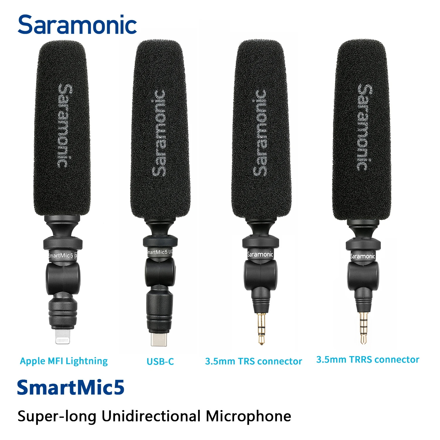 

Saramonic SmartMic5 Super-Long Unidirectional Microphone for USB-C iOS Dv Camera Camcorder Smartphone Tablet Vlog Stream Record