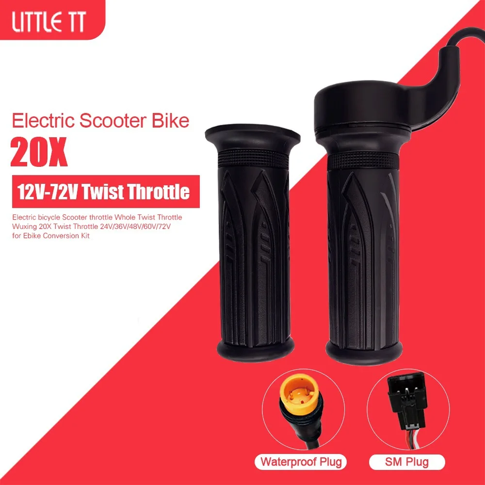 

24/36/48/60/72V Electric Bicycle Twisting Throttle Grip For Bafang E-bike E-Scooter 20X Whole Twisting Throttle 3 Pin SM/WP Plug