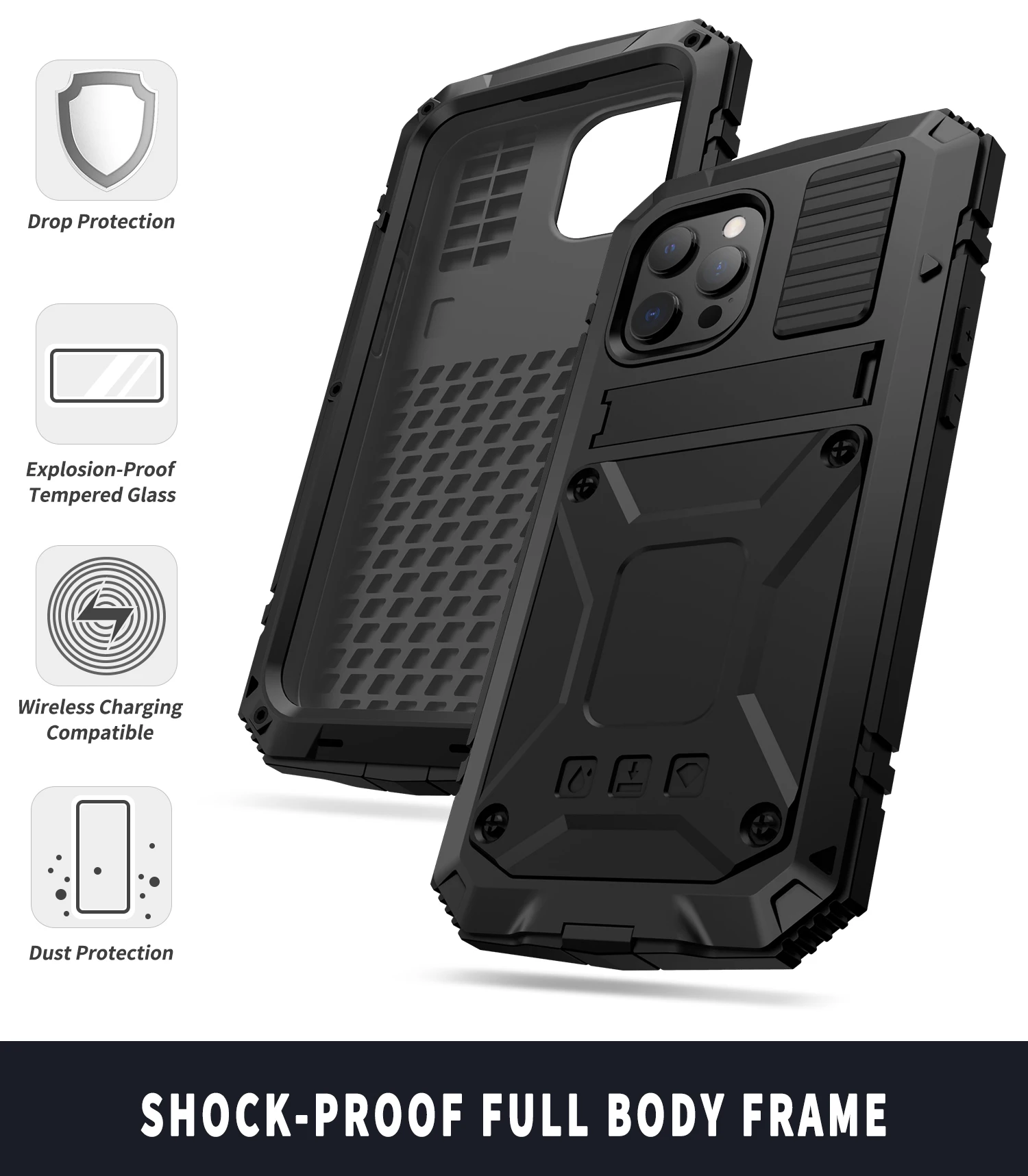 R-just противоударный бронированный чехол для Iphone 13 12 11 Pro Xs Max 13pro мини-кронштейн