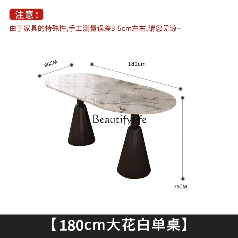 Обеденный стол из французского мрамора роскошный большой белый ретро Овальный