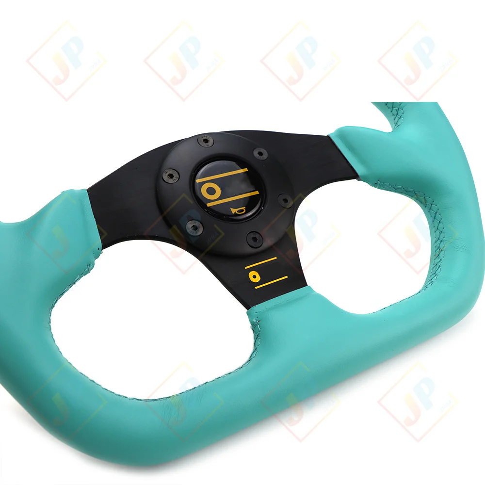12 5-дюймовый 320-миллиметровый зеленый JDM Racing Sport D-образный кожаный руль для ремонта