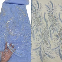 luxury african french lace fabric with beads good looking bridal embroidered tulle lace fabric