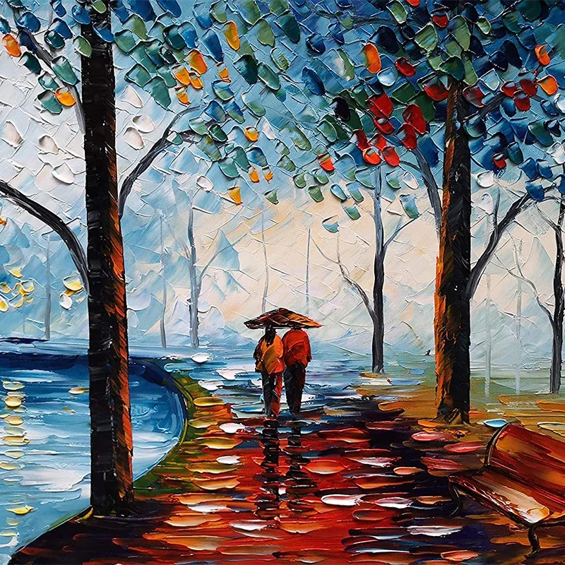 Зеленая Настенная картина ручной работы для украшения дома маслом с абстрактным