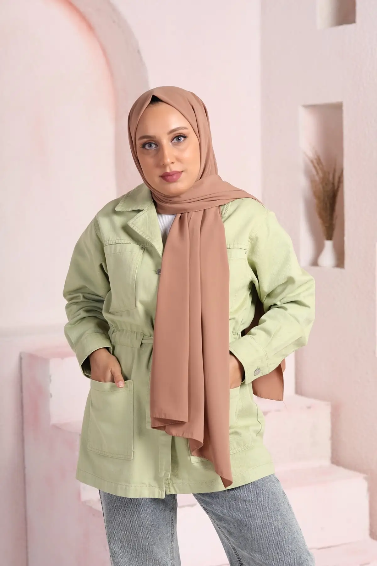 

Шаль из вискозы, латте, Повседневная шаль, стильный внешний вид 80*190 из шелка, разноцветная, плоская, без принта, крутая