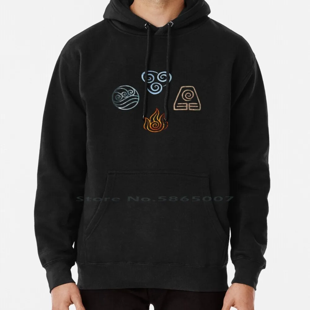 

The Four Hoodie Sweater 6xl Cotton Atla Symbol Four Korra Legend Last Airbender Waterbender Earthbender Firebender Women