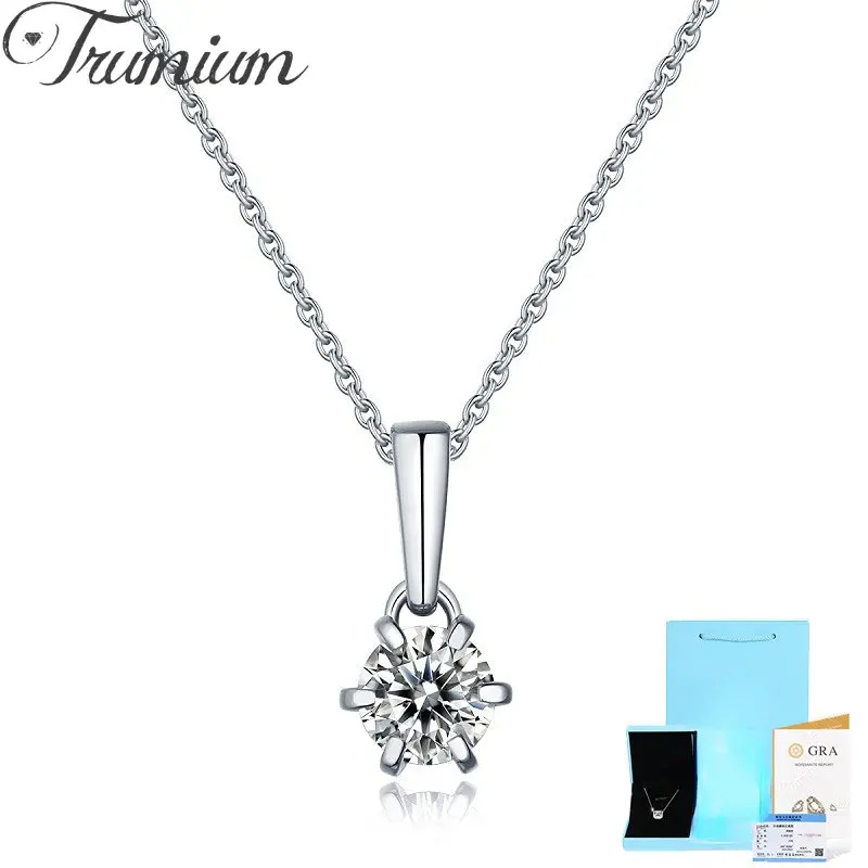 

Trumium 1ct Moissanite 925 Sterling Silver Teardrop Necklace with Six-Claw Pendant and Collar Chain Jewelry for Dropshipping