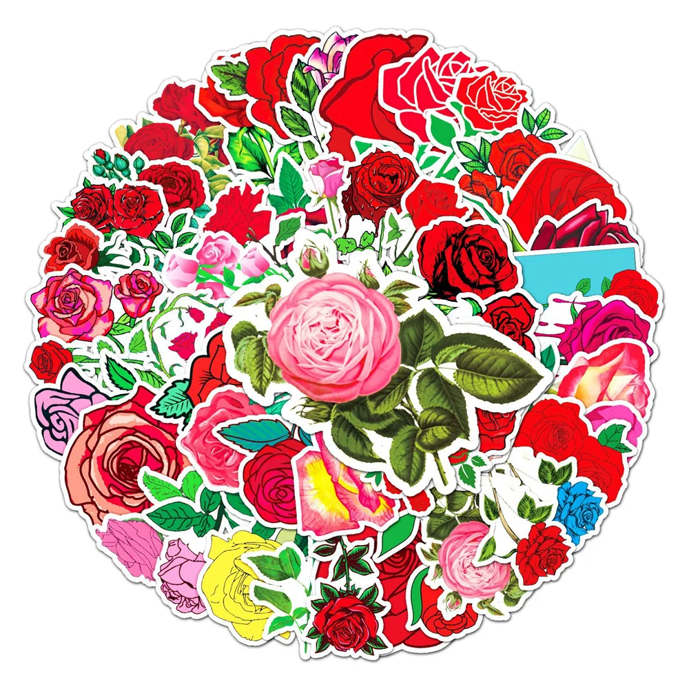 

10/30/50PCS Cartoon Rose Plant Personality Creative Sticker Refrigerator Computer Phone Skateboard Waterproof Sticker Wholesale