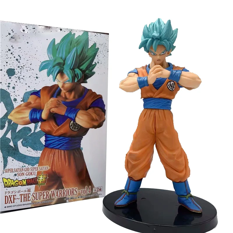 Anime Dragon Ball Z Son Goku Figure DXF Super Soldier Blue Hair Super Saiyan Goku Punch Action Figure Toy Decoration Model 23CM